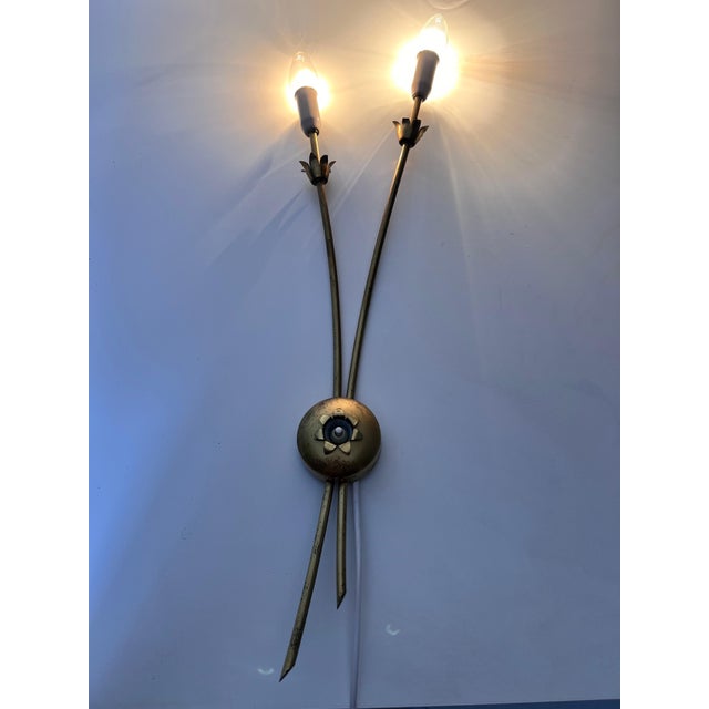 Pair of Mid-Century Brass Sputnik Wall Lamps, Italy, 1960s For Sale - Image 9 of 9