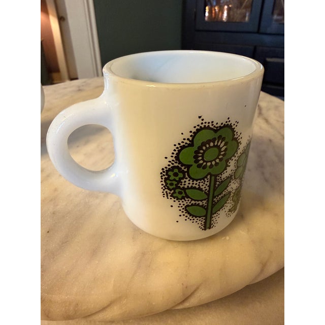 Vintage Hazel Atlas "Flower Power" Milk Glass Coffee Mugs '60s - Mid-Century Retro - Set of 4 For Sale - Image 11 of 17