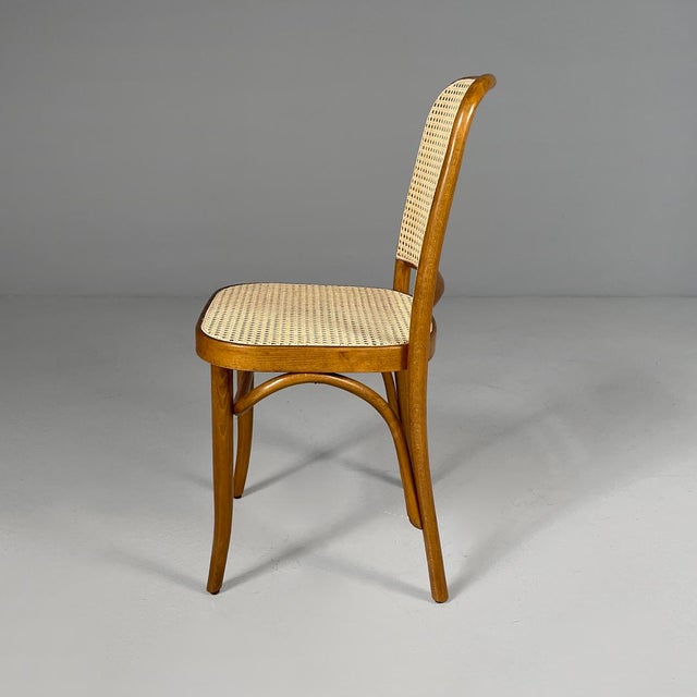 Wood Italian Modern Beechwood and Vienna Straw Chairs, 1970s, Set of 6 For Sale - Image 7 of 18