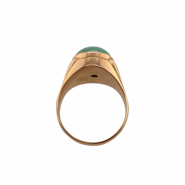 Modern 1980s 14k Gold Chrysoprase Men's or Women's Ring For Sale - Image 3 of 4