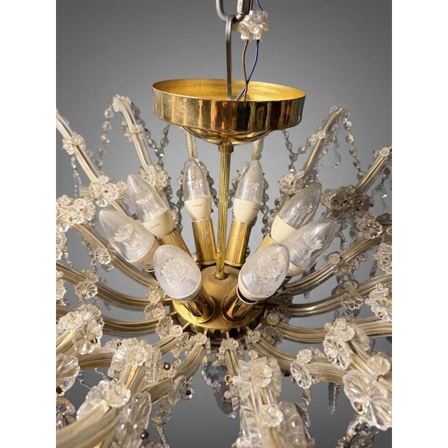 Marie Theresa Brass and Crystal 8-Light Semi Flush Chandelier For Sale - Image 5 of 8