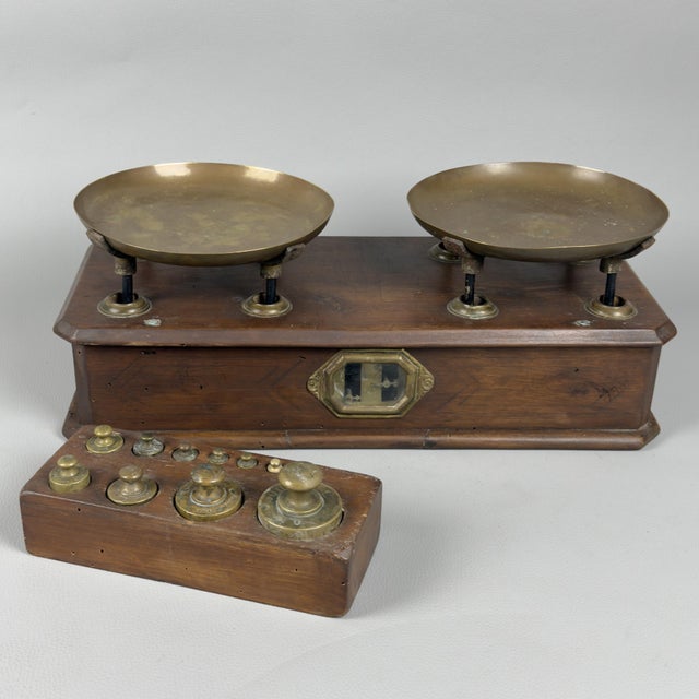 Wooden Brass Pharmacy Scale For Sale - Image 14 of 14