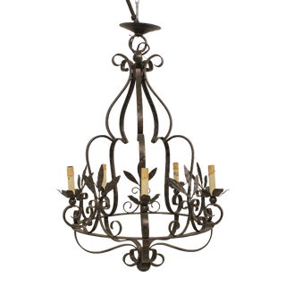 Currey & Company 5 Light Iron Chandelier For Sale