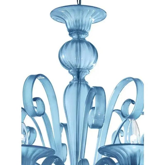 Venetian Blue Satin Murano Glass Chandelier by Simoeng For Sale - Image 4 of 6