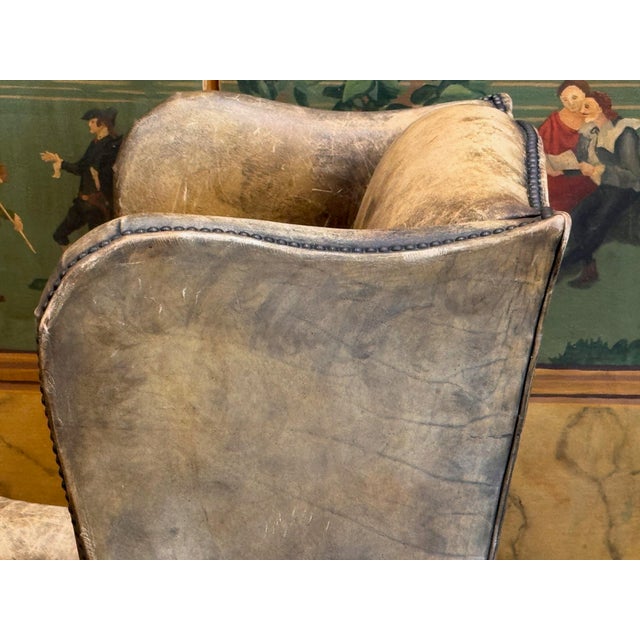 Pair of 19th Century English Leather Wing Back Chairs For Sale - Image 11 of 12