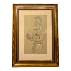 Vintage Original Drawing of a Gladiator