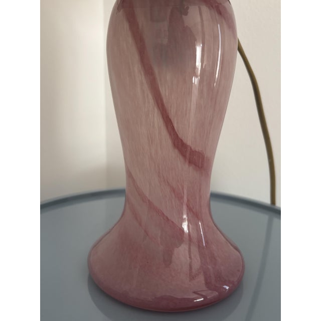 1950s Vintage Pink Glass Table Lamp Mushroom Lampshade and Blown Glass Base, 1950s For Sale - Image 5 of 10