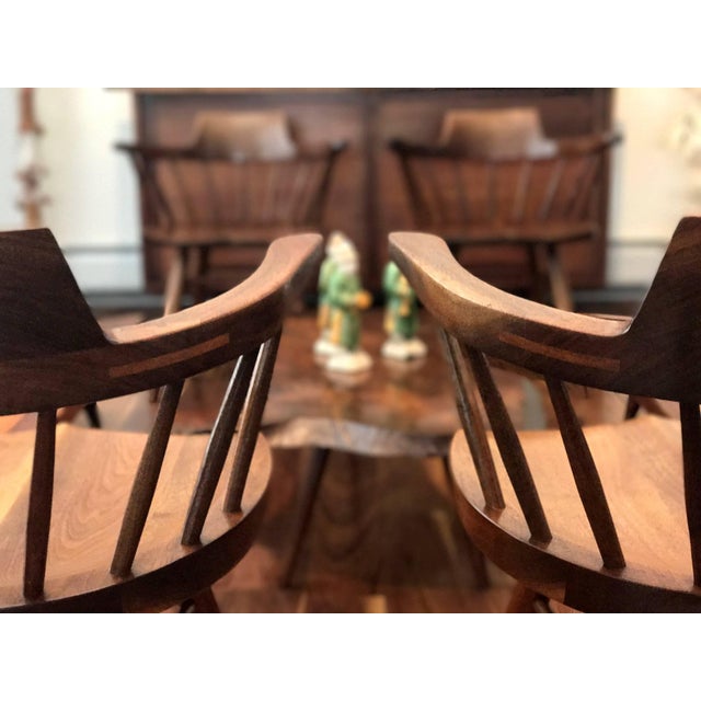 Wood Set of Four Captain Chairs by George Nakashima For Sale - Image 7 of 17