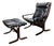 Set of Siesta Lounge Chair and Ottoman in Black Leather by Ingmar Relling for Westnofa, Norway, 1960s For Sale