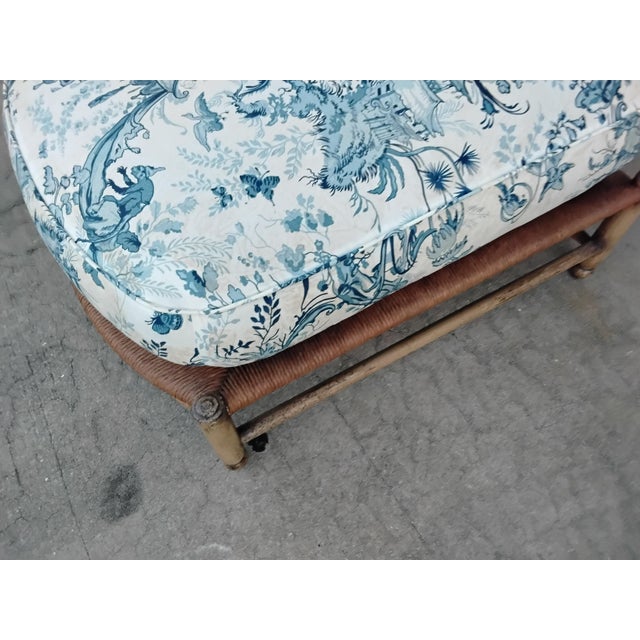 Wood 1980s Country French Chair and Ottoman For Sale - Image 7 of 14