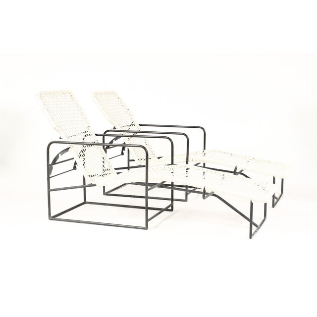 #1728 – Mid Century Bronze Patio Reclining Chaise Lounges – Kurt Voss Metals Unusual modernist outdoor design by Kurt...