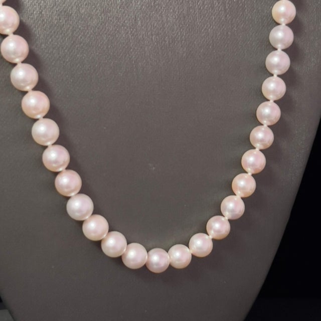 2010s Akoya Pearl Diamond Necklace 22" 18k Gold 8.5 mm Certified For Sale - Image 5 of 12