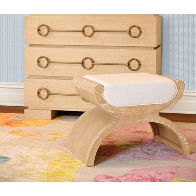 Transitional Janna Ceruse Oak Small Bench For Sale - Image 3 of 5