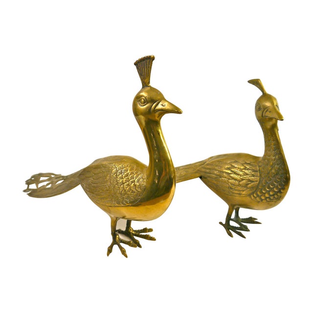 Vintage Brass Peacock Figurines A Pair Chairish