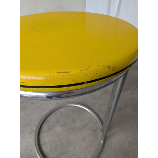 Vintage Bauhaus Yellow Bar Table in Chrome, 1970s For Sale - Image 9 of 18