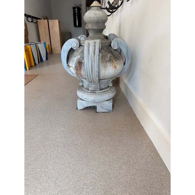 French Late 20th Century Monumental Zinc Finials From Paris- Pair For Sale - Image 3 of 3
