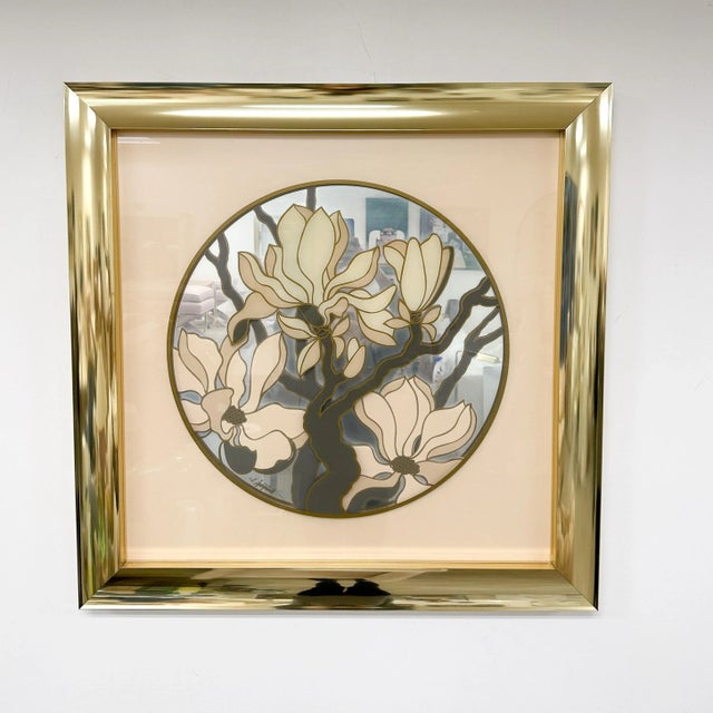 Curtis Jere Vintage 1970s Mid Century Modern Brass and Mirror Flower Art For Sale - Image 4 of 8