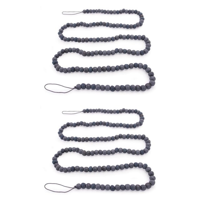 Rustic Wood Bead Garland (Set of 2) For Sale - Image 3 of 3