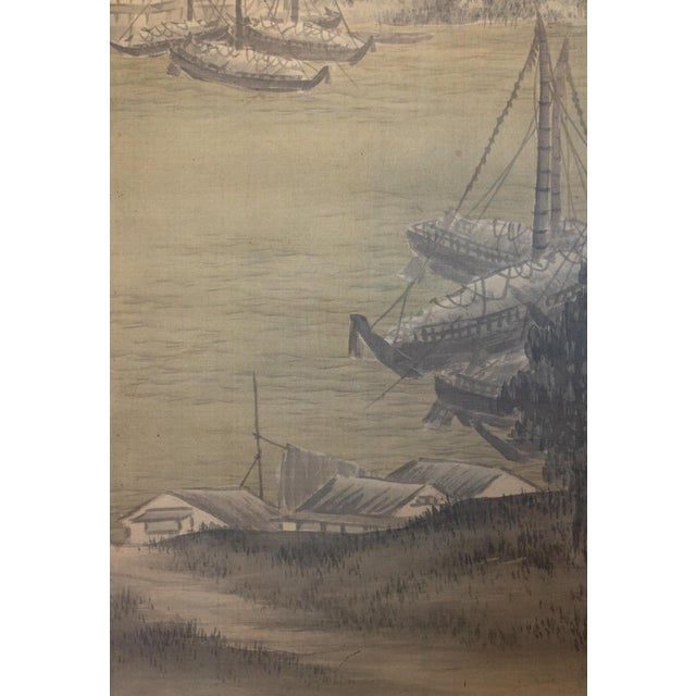 XL "Seascape" by Matsunami Tōsui, Taisho Era Japanese Monochrome Scroll Painting For Sale - Image 11 of 18