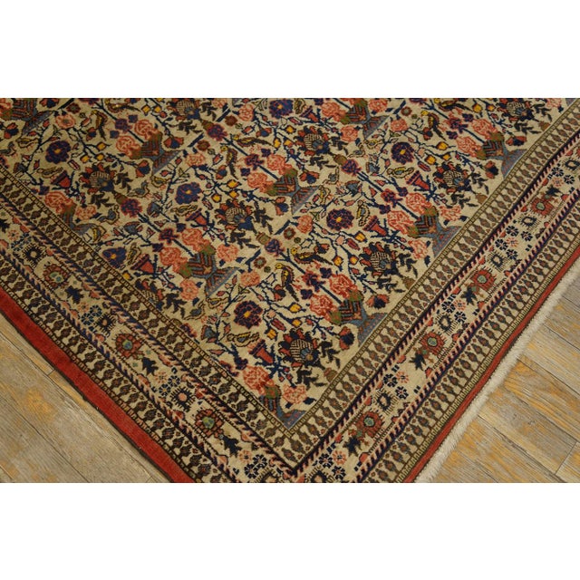 1940s Outstanding Ivory Color With Special Paneled Garden and Medallions Antique Persian Qum Rug For Sale - Image 5 of 8