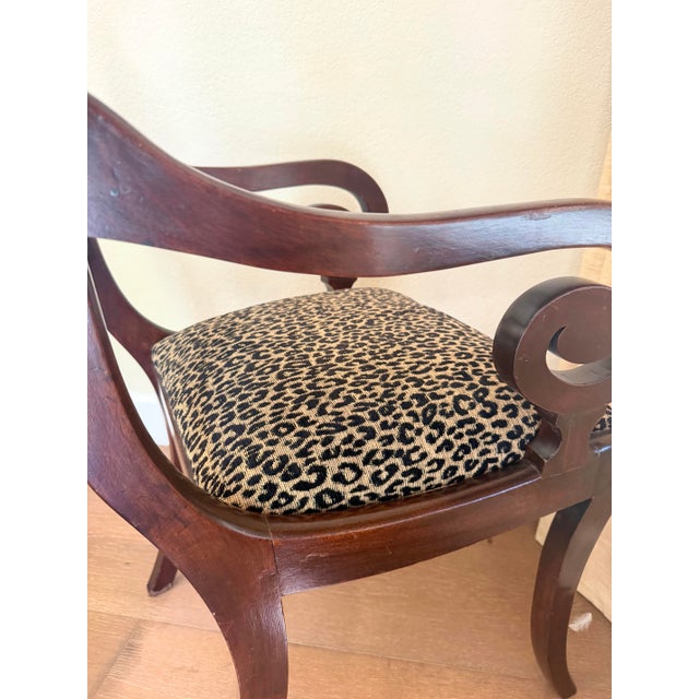 Early 20th Century Neoclassical Style Mahogany Armchair With Leopard Velvet Seat For Sale - Image 4 of 8