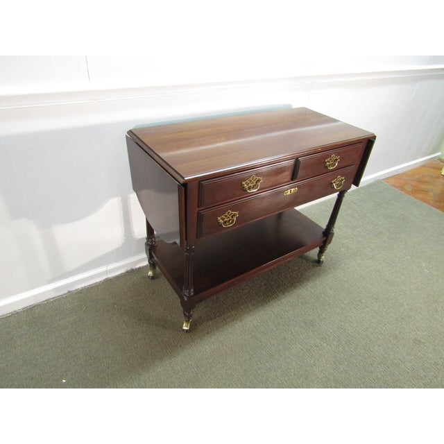 Item 84900: Statton solid cherry dropleaf server or console. Age: 1980's. Details: Dovetailed drawers. Condition: Very...