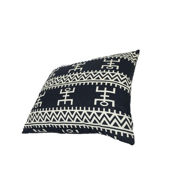 African African Custom Made Black and White Kente Cloth Pillow 21" by 19" For Sale - Image 3 of 5