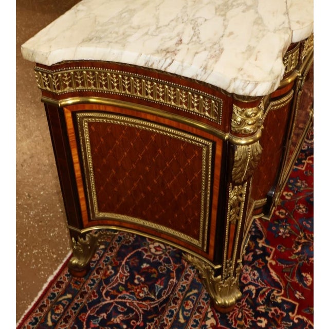 Late 19th Century 19th Century French Bronze Mount Inlaid Acajou Mouchete Riesener Style Commode For Sale - Image 5 of 16