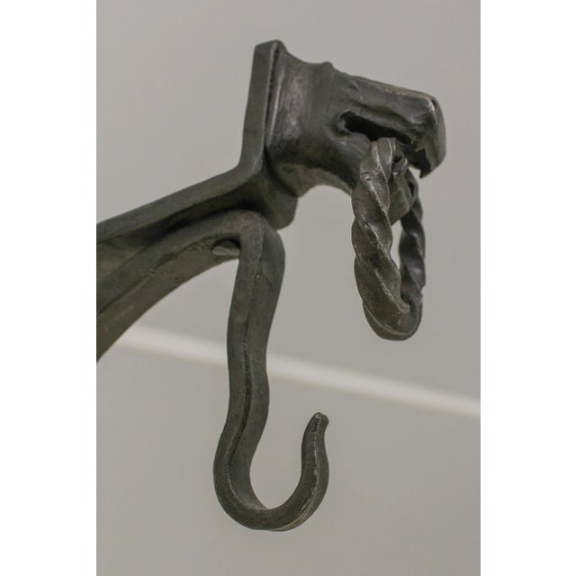 Arts & Crafts Pair Arts & Crafts Horse Head Forged Iron Fireplace Andirons For Sale - Image 3 of 13