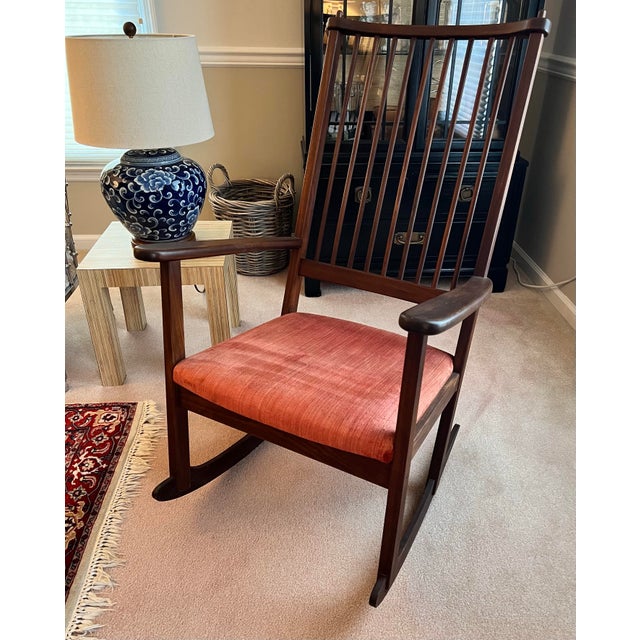 Brown Vintage 1960s Mid Century Scandinavian Modern Rocker Attributed to Yngve Eckstrom for Swedese Mobler For Sale - Image 8 of 11