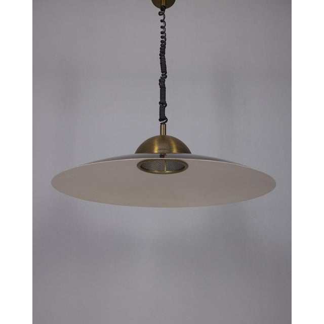 Mid-Century Modern Vintage Italian Metal Rolling Chandelier, 1970s For Sale - Image 3 of 9