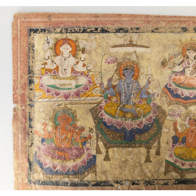 Indian 19th Century Indian Miniature Hindu Devotional Painting on Paper For Sale - Image 3 of 11
