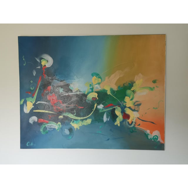Textile Conillo, Abstract Composition, 1990s, Oil Painting on Canvas For Sale - Image 7 of 8