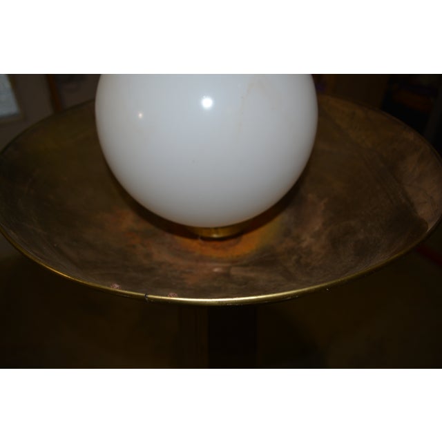 1970s Mid-Century Modern Attributed to Belgochrom Mid Century Brass Tall Uplighter Floor Lamp W/ Glass Globe For Sale - Image 11 of 18