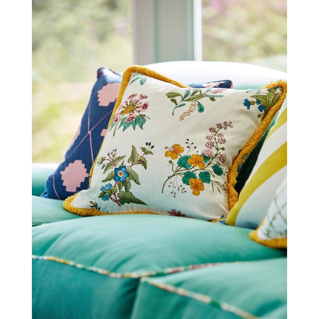 Contemporary Harlequin Woodland Floral Fabric in Peridot/Ruby/Pearl - a Sample For Sale - Image 3 of 3