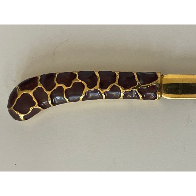 Vintage Brass Gilded Enamel Letter Opener For Sale - Image 4 of 4