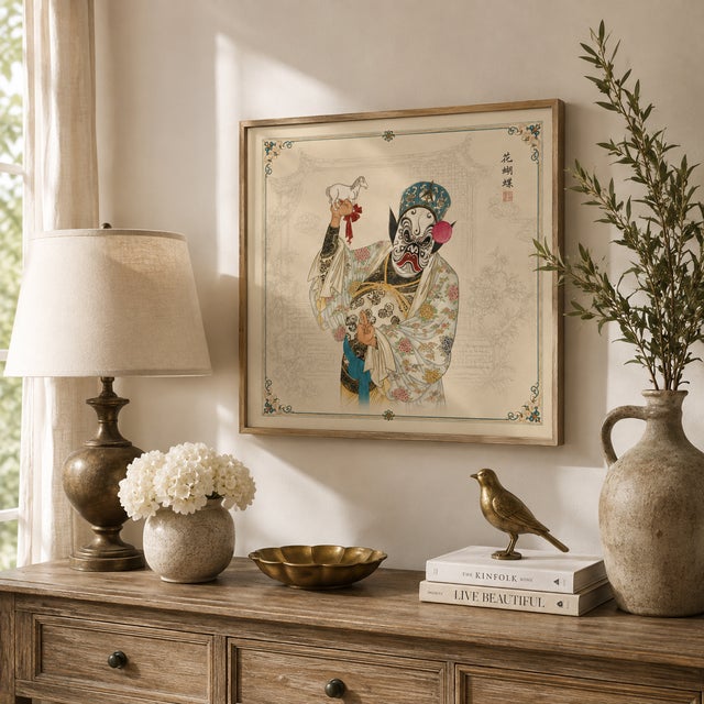 Chinese Peking Opera Butterfly Hua Character Fine Art Mounted Board Print 16 X 16 For Sale - Image 3 of 15