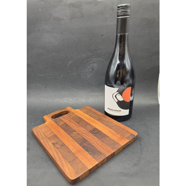 Chestnut Mid 20th Century Danish Staved Teak Wood Charcuterie & Cheese Board For Sale - Image 8 of 11
