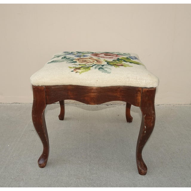 Gorgeous Footstool in Good Vintage Condition. Solid and Firm. The Fabric does have some light smudge stains, otherwise...