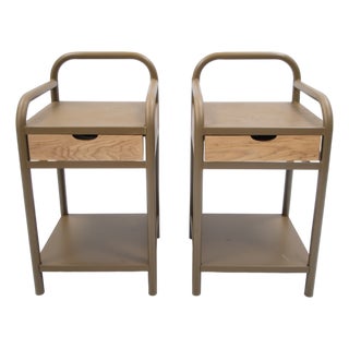 Vintage Bedside Tables in Metal and Wood, 1950s, Set of 2 For Sale