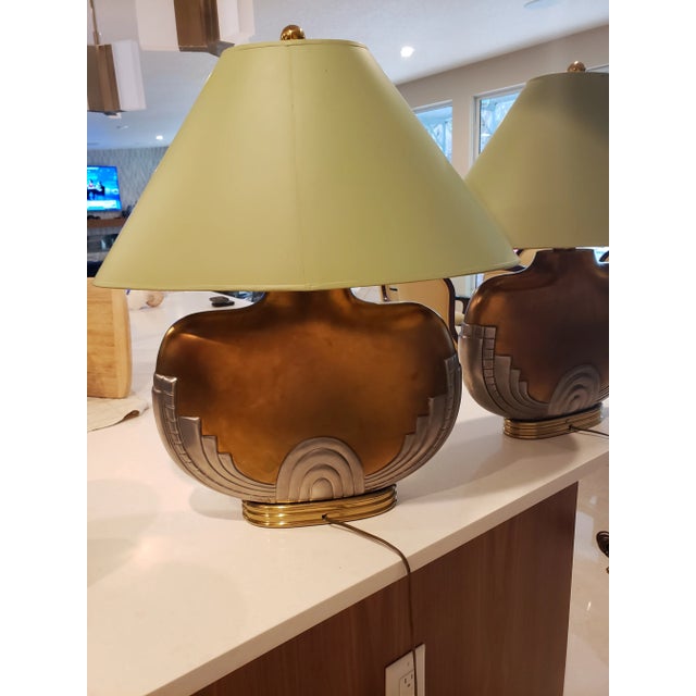 Art Deco Table Lamps With Shades - a Pair For Sale In Orlando - Image 6 of 10