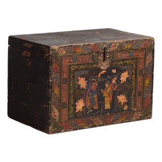 Antique Chinese Painted Trunk For Sale