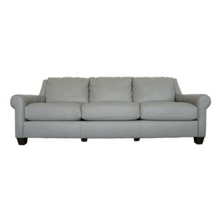 Bassett Ellery Leather Roll Arm Sofa For Sale