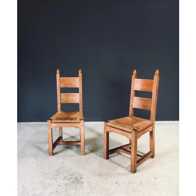 Handcrafted Oak & Rush Dining Chairs, Belgium, 1960s, Set of 6 For Sale - Image 11 of 18