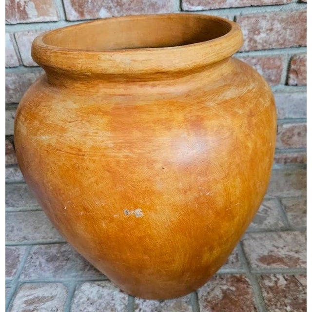 Mexican Vintage 1970s Mexican Artistic Hand Made Glazed Clay Water Jug Pot Planter For Sale - Image 3 of 9