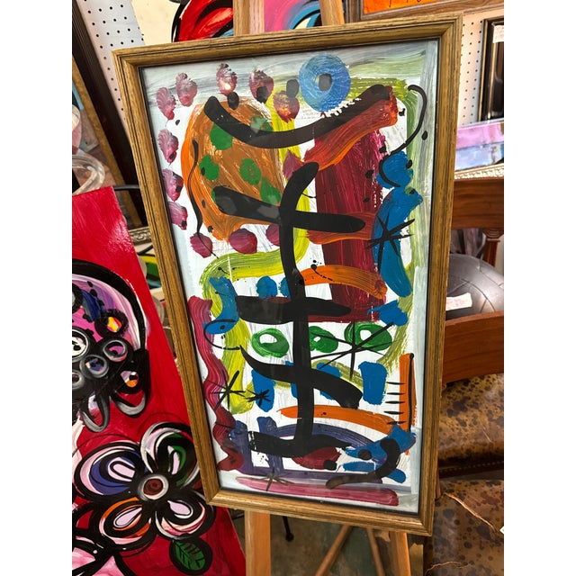 Abstract 1970s Peter Keil “Miro and Me” Abstract Colorful Painting For Sale - Image 3 of 8