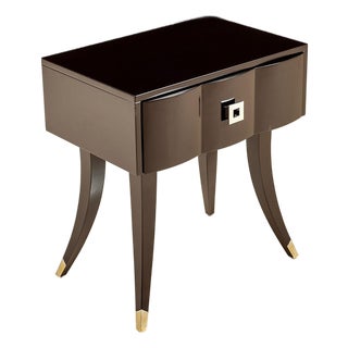 Transitional Black Lacquer One-Drawer Nightstand For Sale