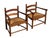 French Wooden and Straw Armchairs, 1960, Set of 2 For Sale
