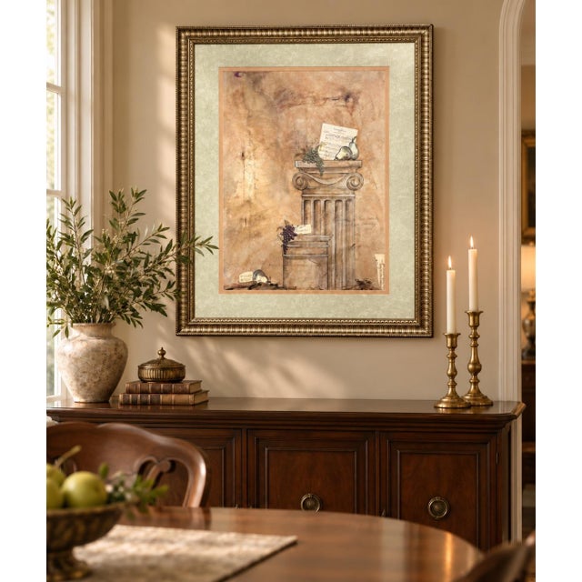Very large framed art drawing by Susan B. Parker in lively condition. The drawing sits in a neoclassical style frame which...