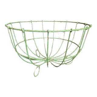 Antique Early 20th Century Painted Wire Fruit Basket For Sale